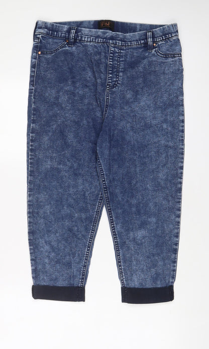 F&F Womens Blue Cotton Bermuda Shorts Size 32 in L18 in Regular Pull On