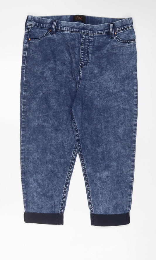 F&F Womens Blue Cotton Bermuda Shorts Size 32 in L18 in Regular Pull On