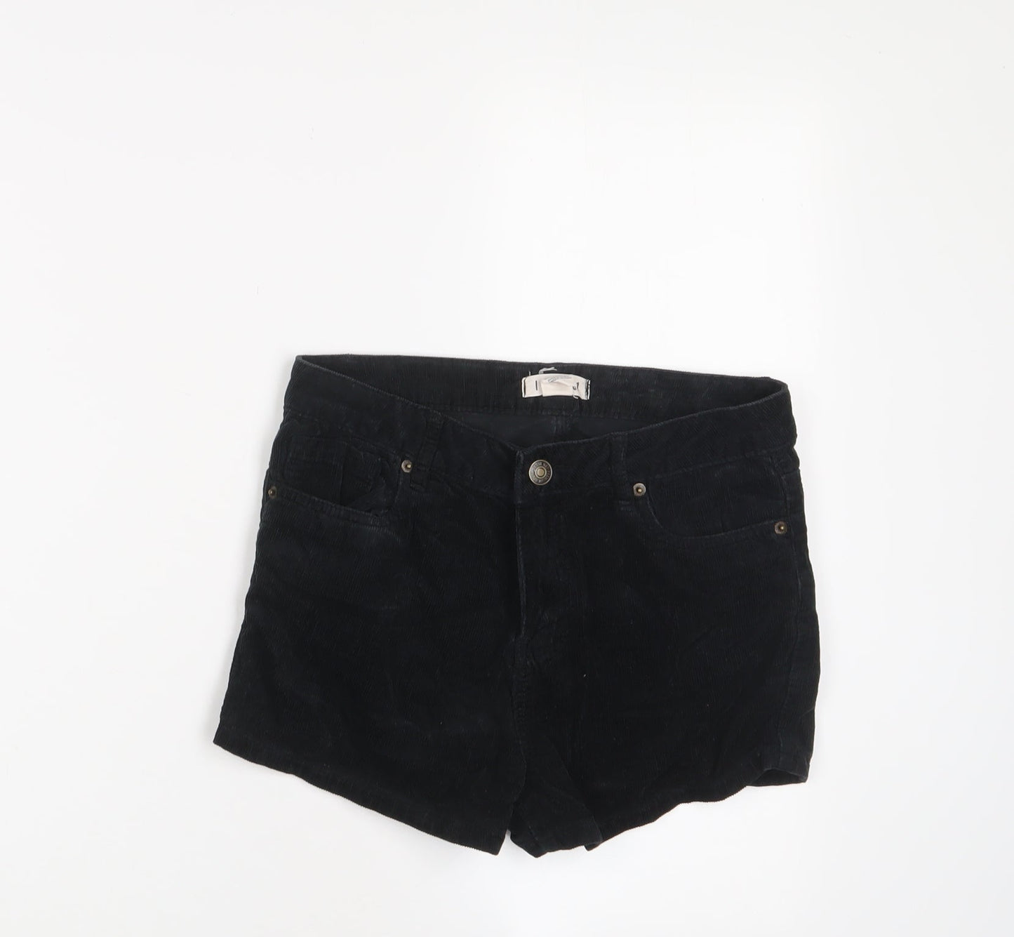 I Love H81 Womens Black Cotton Basic Shorts Size 25 in Regular Zip