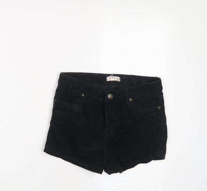 I Love H81 Womens Black Cotton Basic Shorts Size 25 in Regular Zip