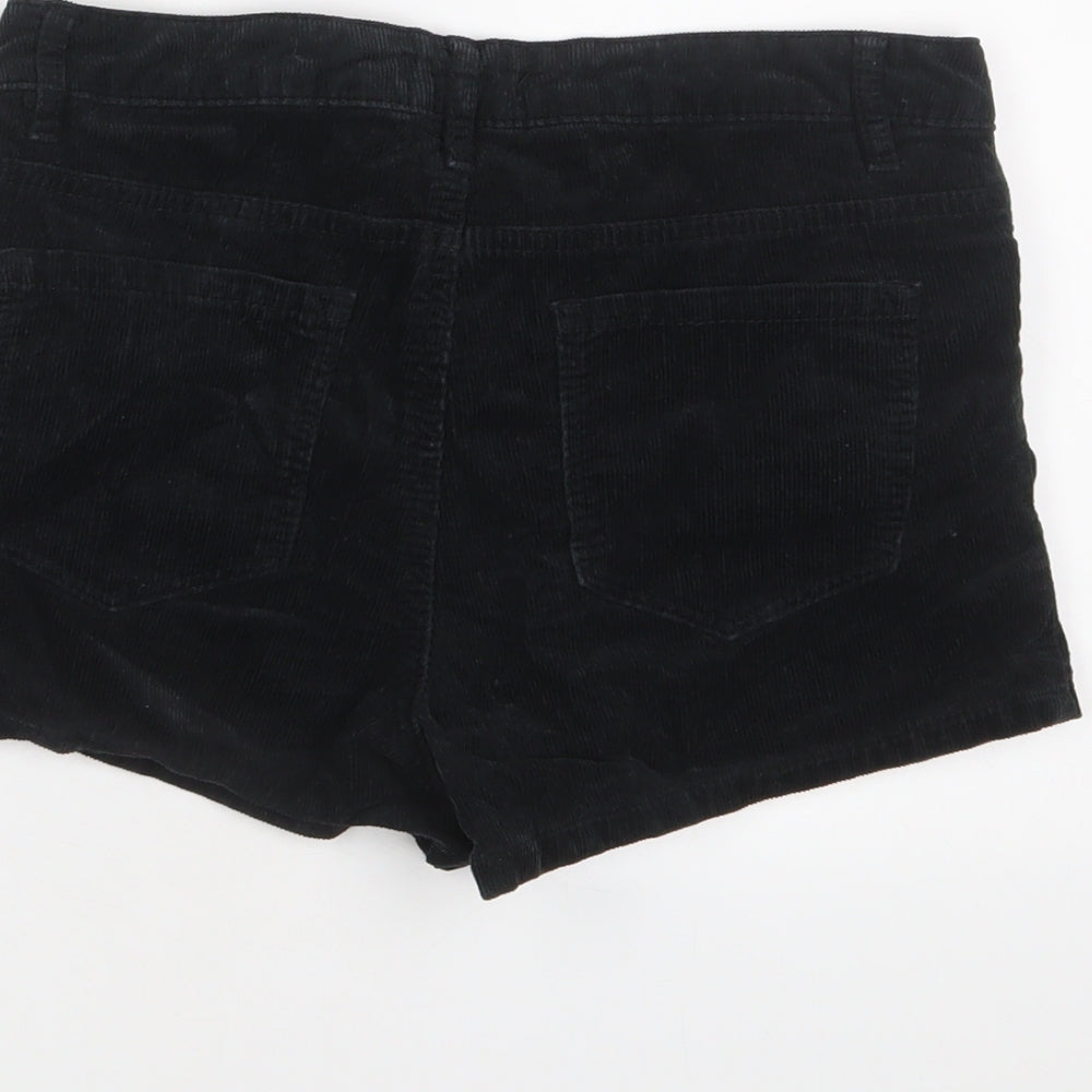 I Love H81 Womens Black Cotton Basic Shorts Size 25 in Regular Zip