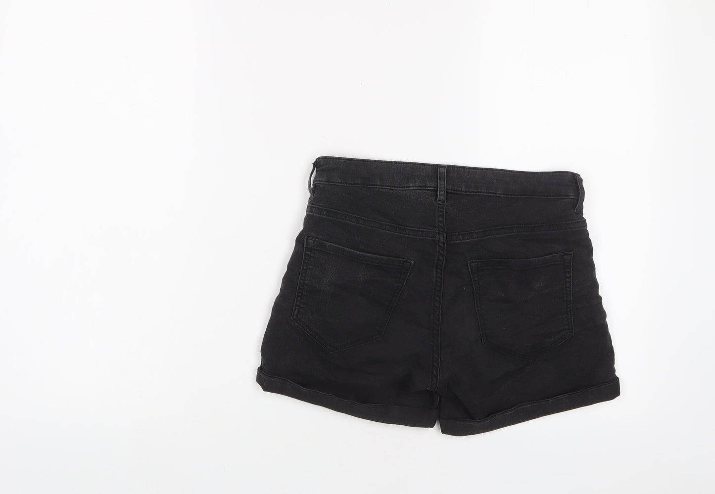 H&M Womens Grey Cotton Basic Shorts Size 8 L3 in Regular Zip