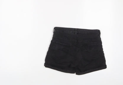 H&M Womens Grey Cotton Basic Shorts Size 8 L3 in Regular Zip