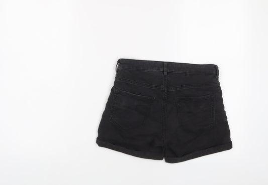 H&M Womens Grey Cotton Basic Shorts Size 8 L3 in Regular Zip