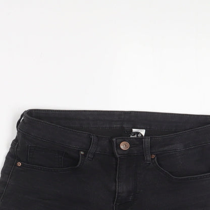 H&M Womens Grey Cotton Basic Shorts Size 8 L3 in Regular Zip
