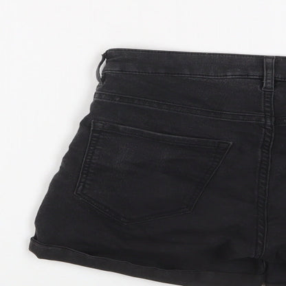 H&M Womens Grey Cotton Basic Shorts Size 8 L3 in Regular Zip
