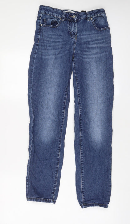 NEXT Womens Blue Cotton Skinny Jeans Size 6 L28 in Relaxed Zip