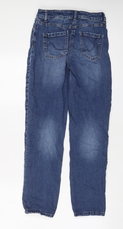 NEXT Womens Blue Cotton Skinny Jeans Size 6 L28 in Relaxed Zip