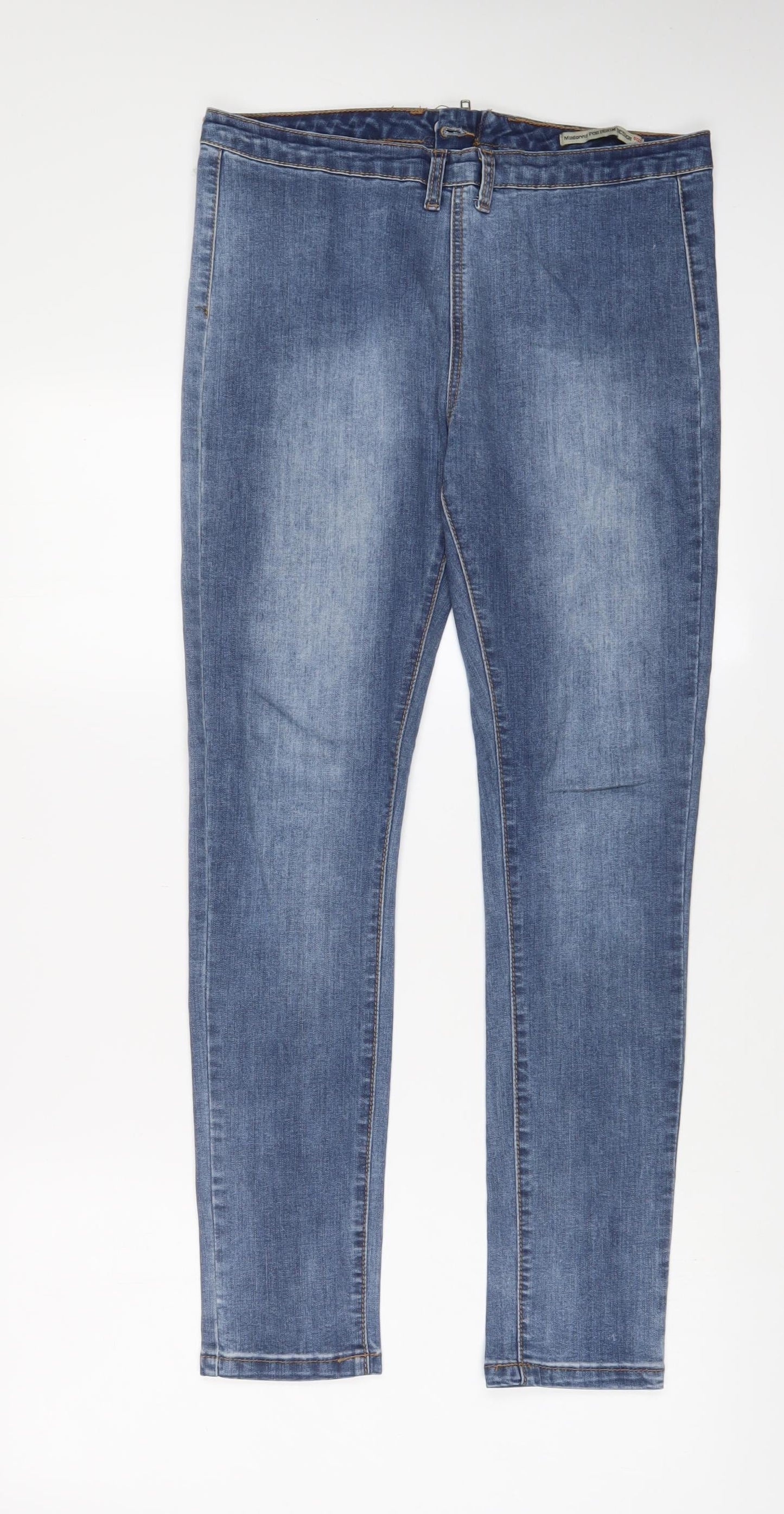 Madonna Womens Blue Cotton Skinny Jeans Size L L28 in Regular Zip