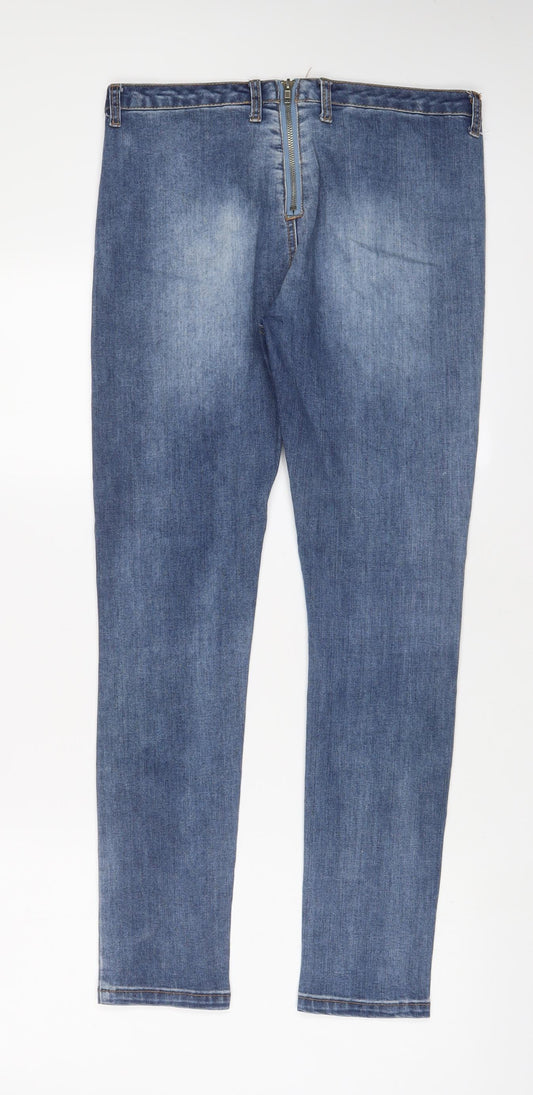 Madonna Womens Blue Cotton Skinny Jeans Size L L28 in Regular Zip