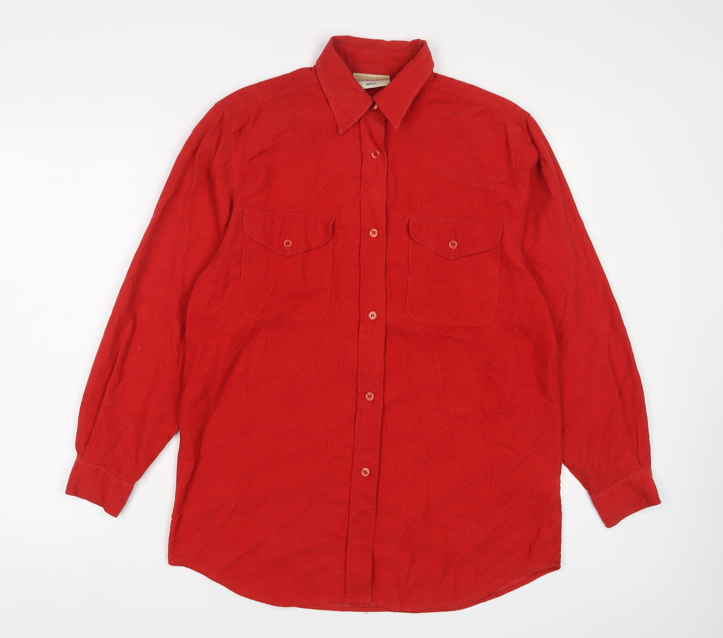 Richards Mens Red Cotton Button-Up Size S Collared Button