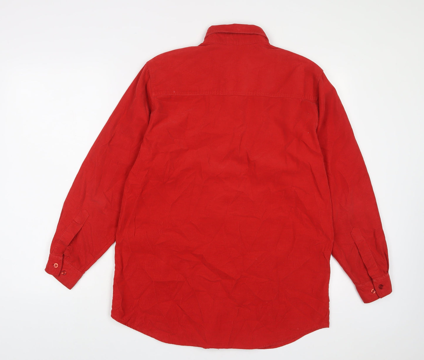 Richards Mens Red Cotton Button-Up Size S Collared Button