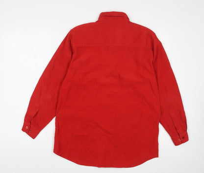 Richards Mens Red Cotton Button-Up Size S Collared Button