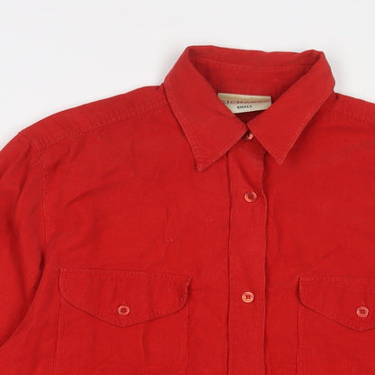 Richards Mens Red Cotton Button-Up Size S Collared Button