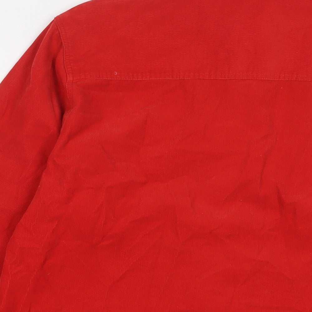 Richards Mens Red Cotton Button-Up Size S Collared Button