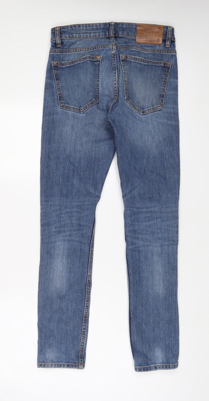 Worn by you Mens Blue Cotton Straight Jeans Size 29 in L32 in Slim Zip