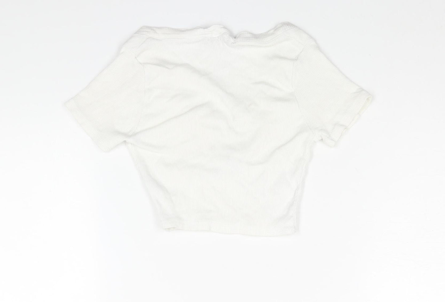 Womens UK Size 4 PRETTYLITTLETHING White Cropped T-Shirt