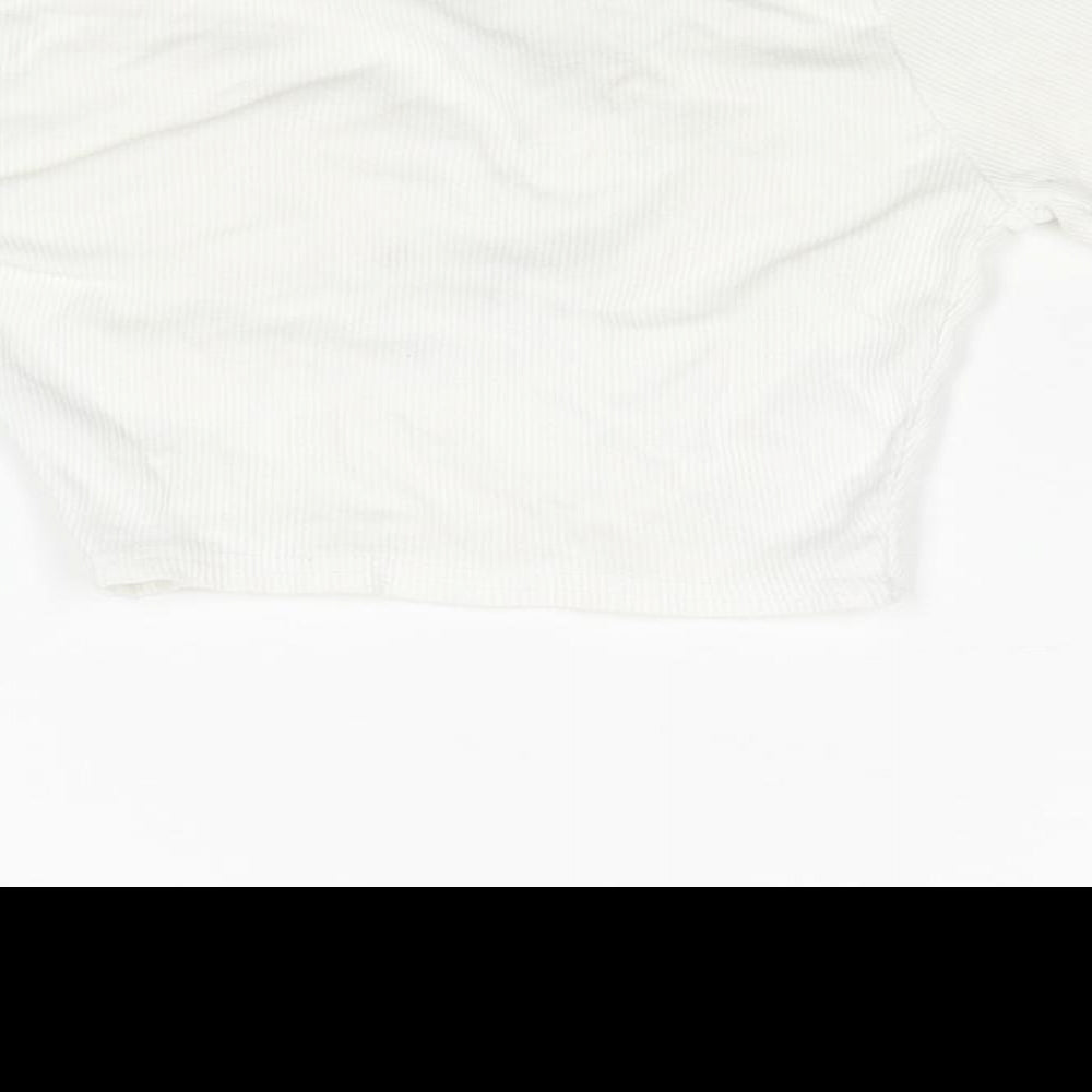 Womens UK Size 4 PRETTYLITTLETHING White Cropped T-Shirt