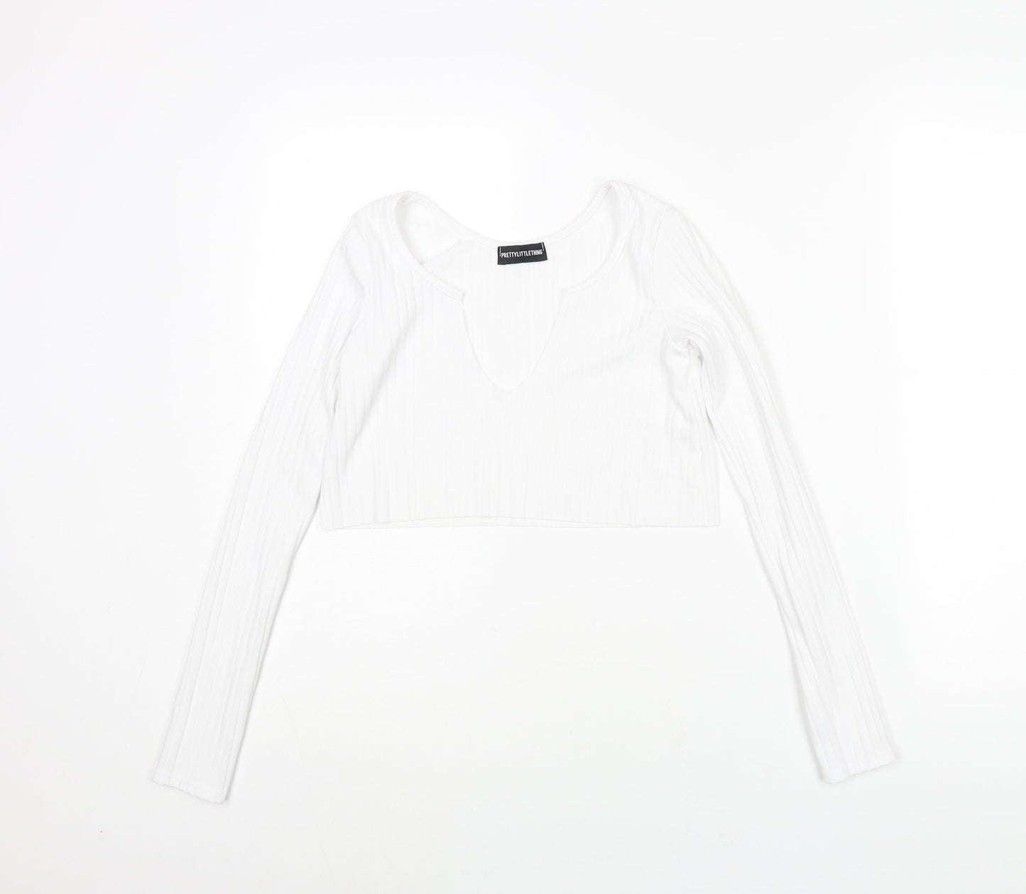 Womens UK Size 4 PRETTYLITTLETHING White Cropped Blouse