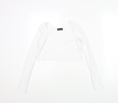 Womens UK Size 4 PRETTYLITTLETHING White Cropped Blouse