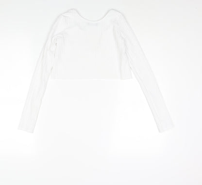 Womens UK Size 4 PRETTYLITTLETHING White Cropped Blouse