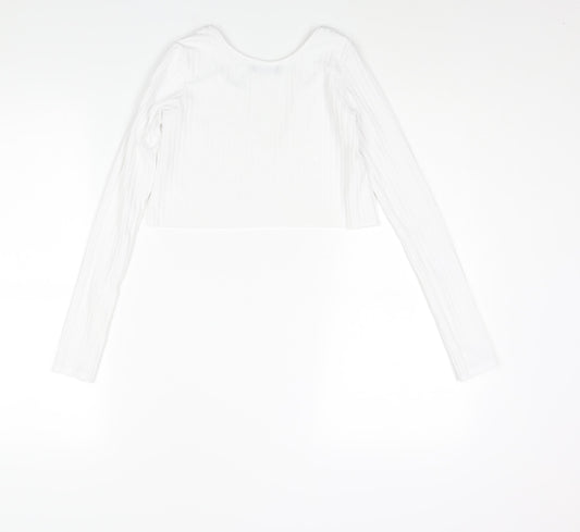 Womens UK Size 4 PRETTYLITTLETHING White Cropped Blouse