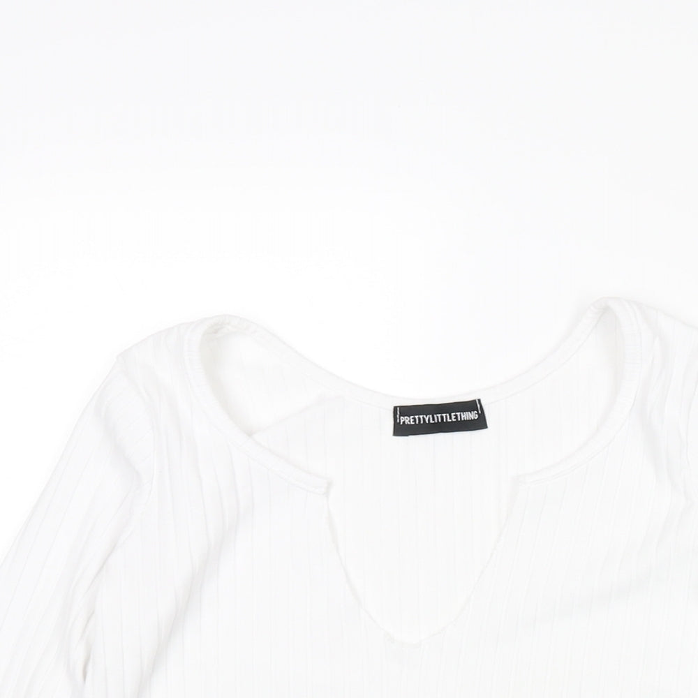 Womens UK Size 4 PRETTYLITTLETHING White Cropped Blouse
