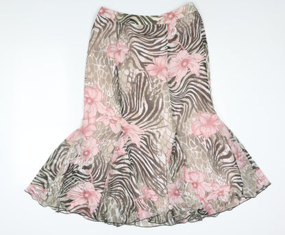 Basler Women's Multicolour Zebra Floral Print Midi Trumpet Skirt Size 12