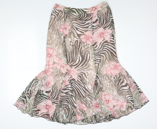 Basler Women's Multicolour Zebra Floral Print Midi Trumpet Skirt Size 12