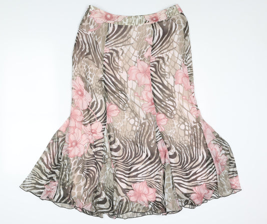 Basler Women's Multicolour Zebra Floral Print Midi Trumpet Skirt Size 12