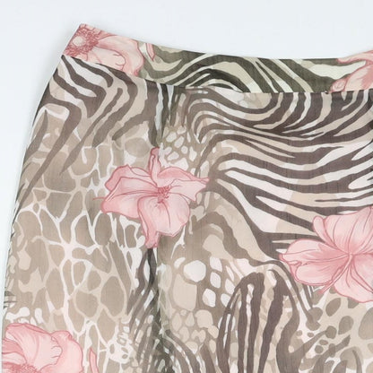 Basler Women's Multicolour Zebra Floral Print Midi Trumpet Skirt Size 12