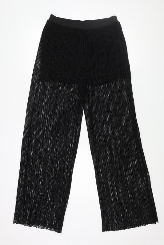Mango Womens Black Polyester Trousers Size S L34 in Regular - Semi Sheer Undershort Lining