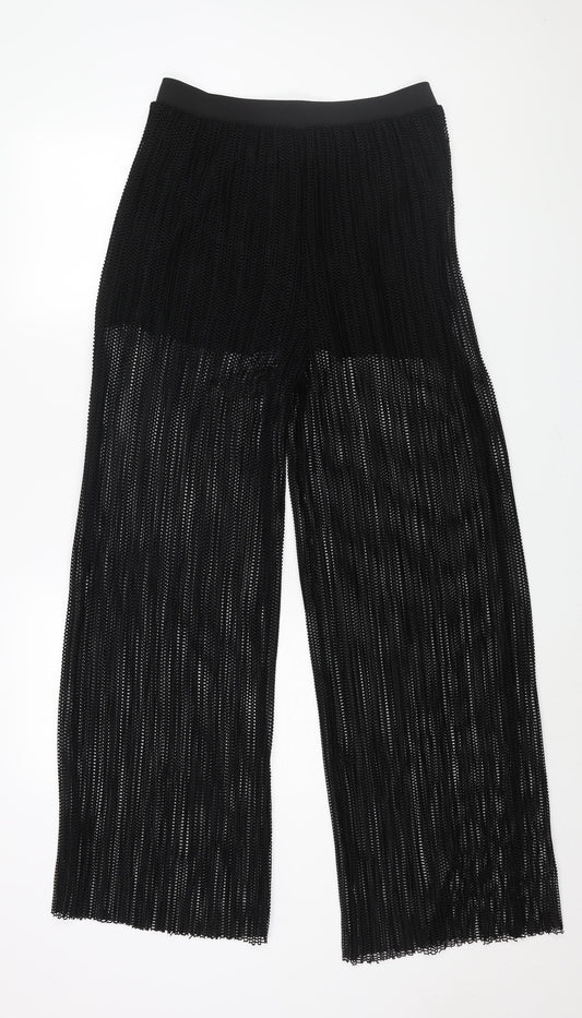 Mango Womens Black Polyester Trousers Size S L34 in Regular - Semi Sheer Undershort Lining