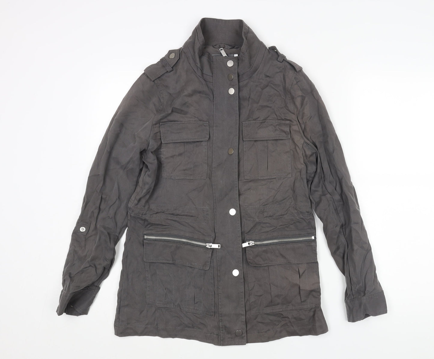 Womens UK Size 12 Mint Velvet Grey Military Jacket