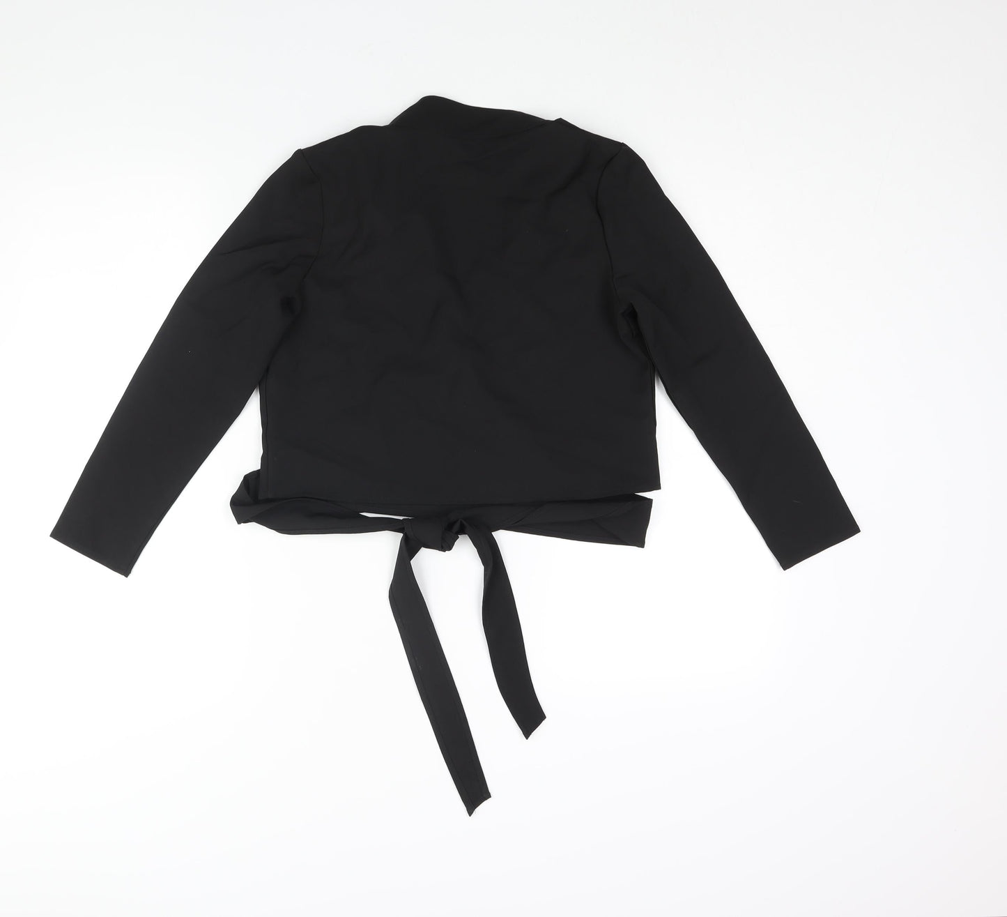 Womens UK Size 4 PRETTYLITTLETHING Black Wrap Blouse