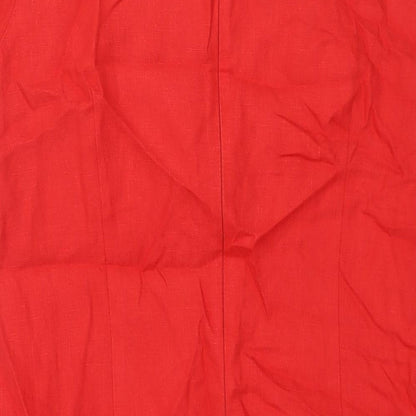 Per Una Womens Red Polyester Shift Size 14 Round Neck Zip - Lace Detail