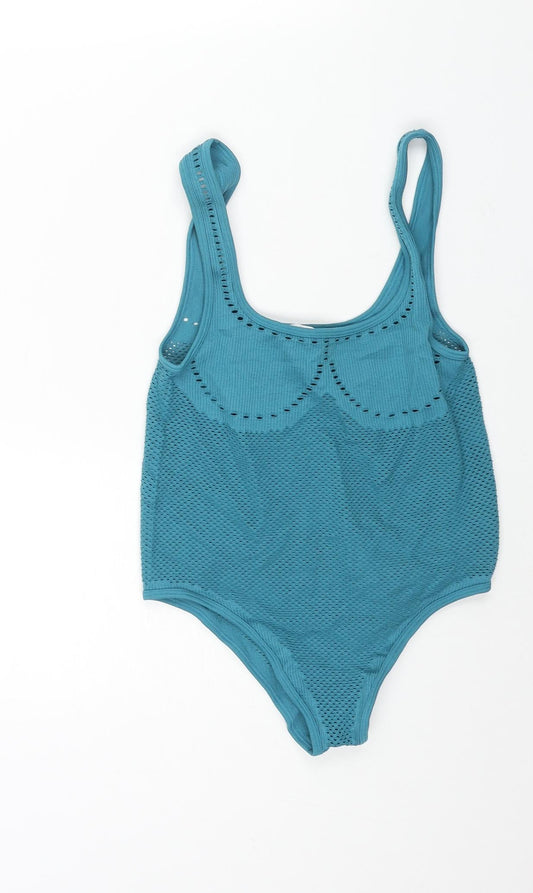 Zara Womens Blue Polyester Bodysuit One-Piece Size M Pullover - Fishnet Size M-L