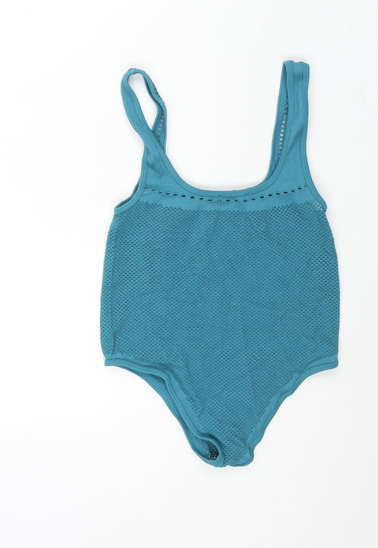 Zara Womens Blue Polyester Bodysuit One-Piece Size M Pullover - Fishnet Size M-L
