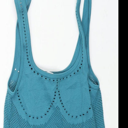 Zara Womens Blue Polyester Bodysuit One-Piece Size M Pullover - Fishnet Size M-L