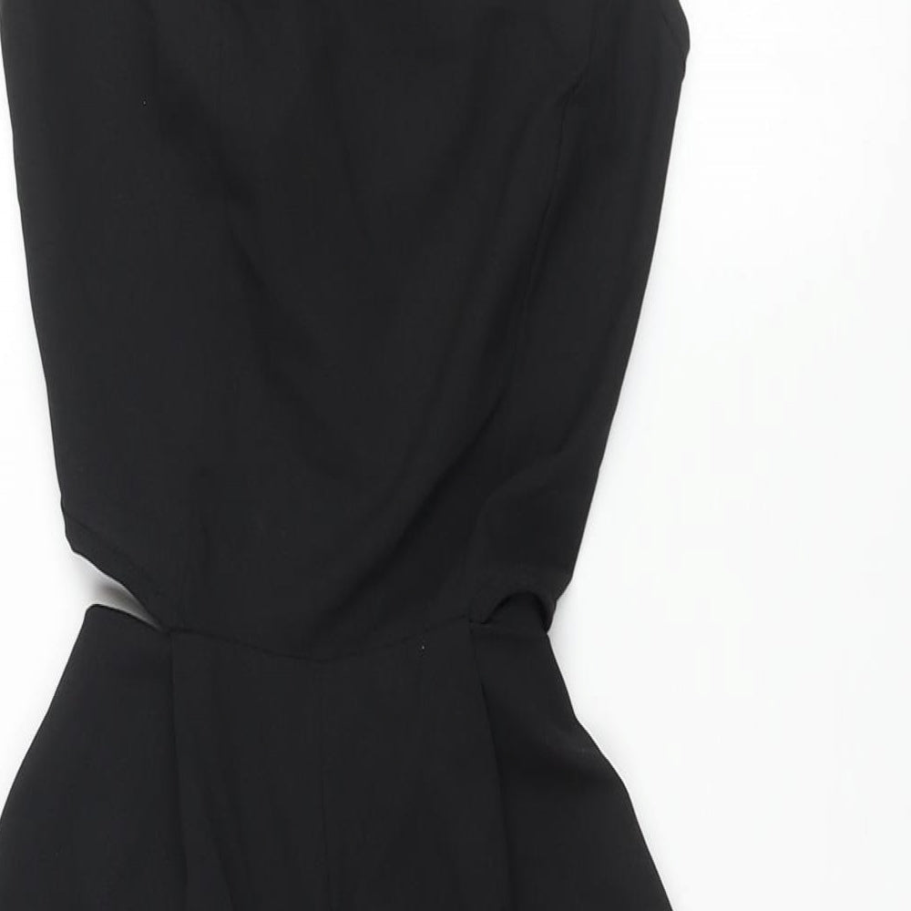 Missguided Womens Black Polyester Jumpsuit One-Piece Size 6 L16 in Zip - Cut Out