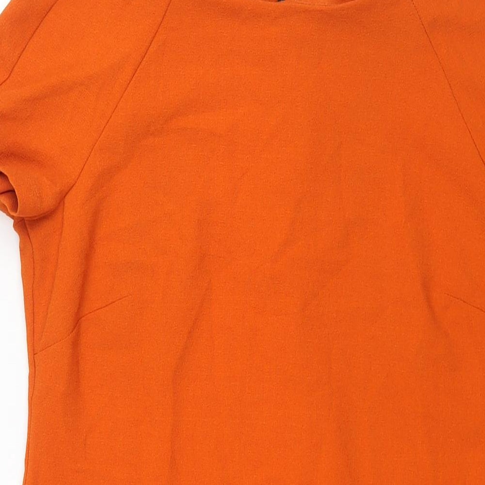 Topshop Womens Orange Polyester Sheath Size 12 Round Neck Zip