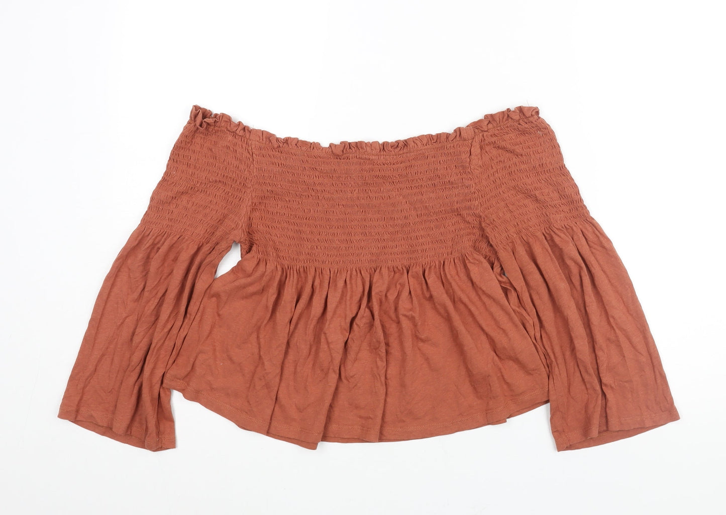 Womens UK Size 12 New Look Brown Cropped Blouse