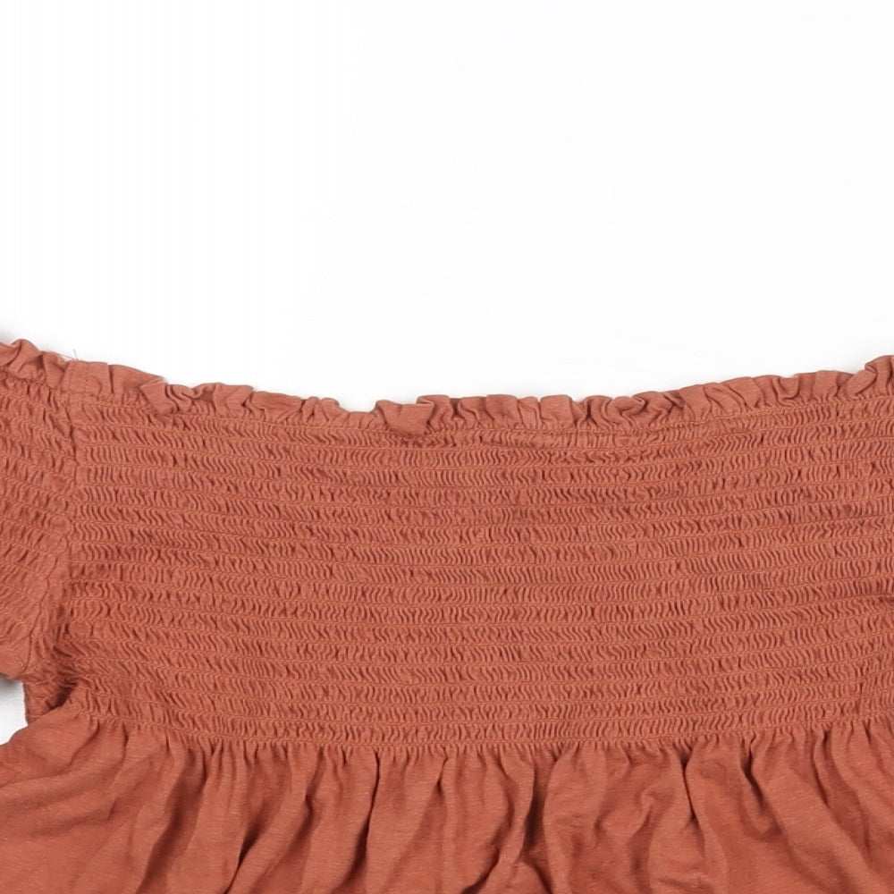 Womens UK Size 12 New Look Brown Cropped Blouse