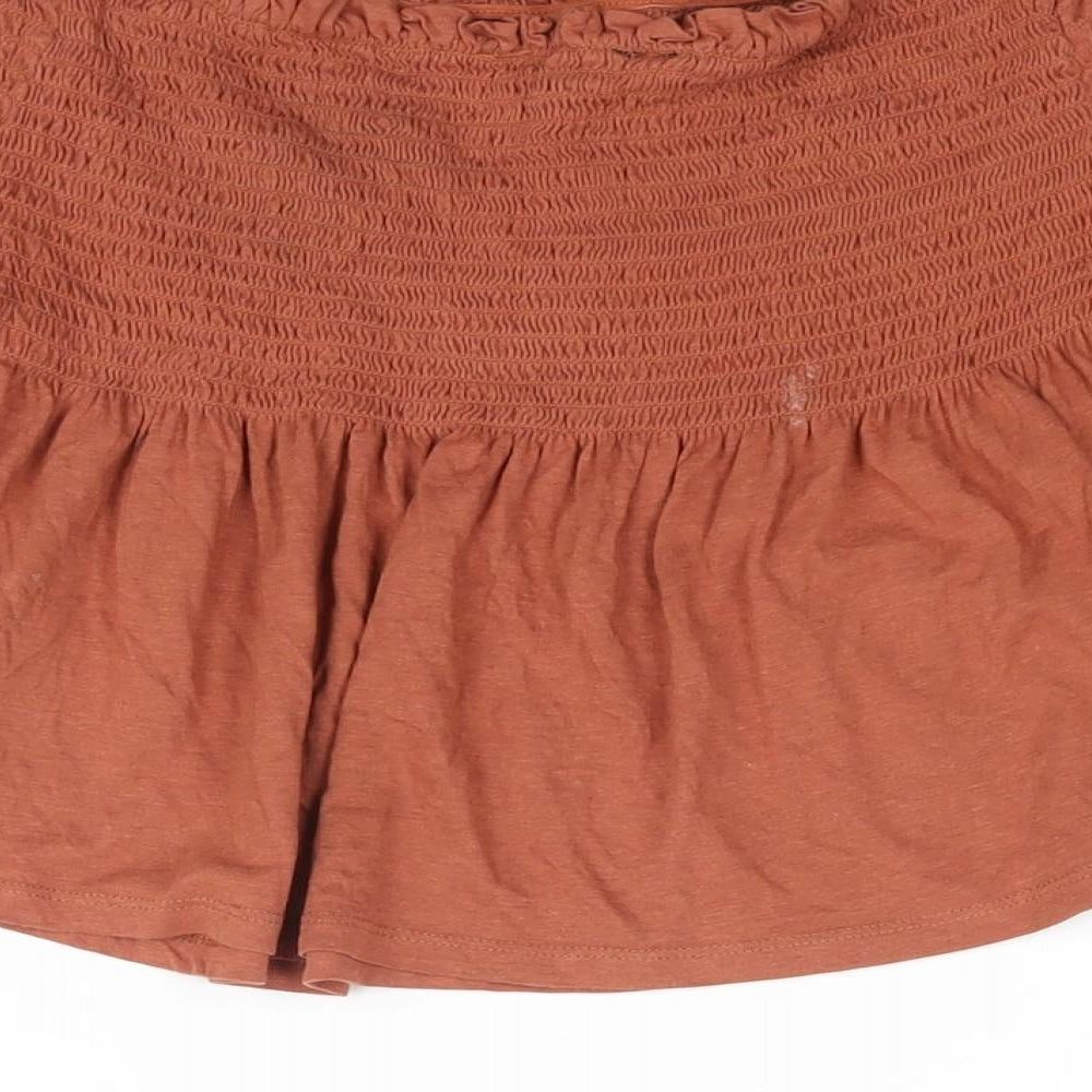 Womens UK Size 12 New Look Brown Cropped Blouse