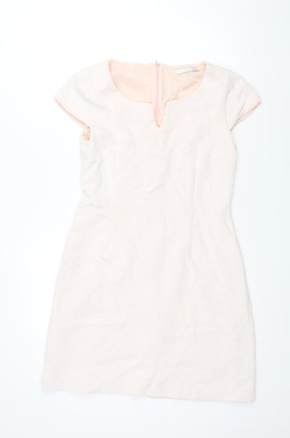 Oui Womens Pink Polyamide Shift Size 14 V-Neck Zip