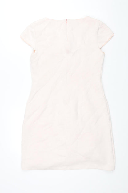 Oui Womens Pink Polyamide Shift Size 14 V-Neck Zip