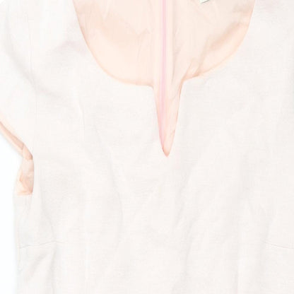Oui Womens Pink Polyamide Shift Size 14 V-Neck Zip