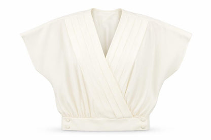 St Michael Womens Ivory Polyester Wrap Blouse Size 10 V-Neck - Pleat Detail