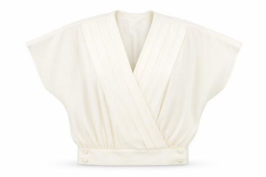 St Michael Womens Ivory Polyester Wrap Blouse Size 10 V-Neck - Pleat Detail