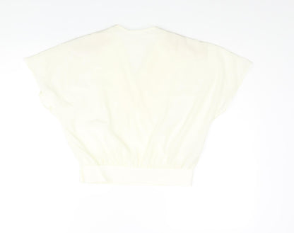 St Michael Womens Ivory Polyester Wrap Blouse Size 10 V-Neck - Pleat Detail
